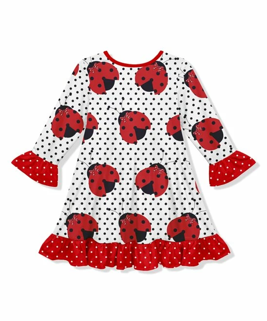 Cheap โค๏ธ Best reviews of ๐ Penelope Plumm White & Red Polka Dot Ladybug Ruffle-Trim Shift ๐ ๐ Dress - Toddler & ๐ง Girls โ โญ - Image 2