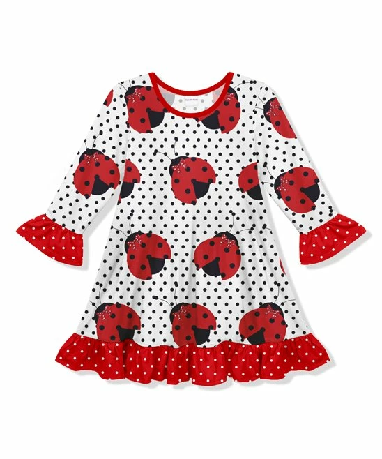 Cheap โค๏ธ Best reviews of ๐ Penelope Plumm White & Red Polka Dot Ladybug Ruffle-Trim Shift ๐ ๐ Dress - Toddler & ๐ง Girls โ โญ