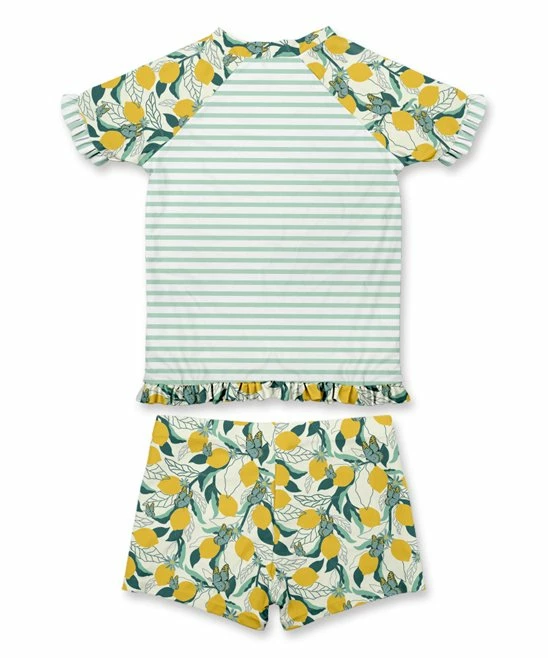 Flash Sale ๐คฉ Brand new ๐ Penelope Plumm Ecru Stripe Lemon Ruffle-Trim Rashguard Set - Toddler & ๐ง Girls ๐ โ๏ธ - Image 2