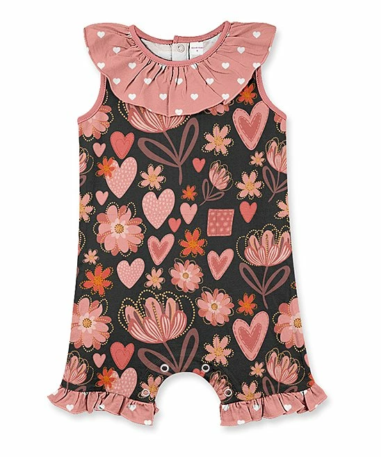 Best reviews of ๐ Cheapest ๐ Penelope Plumm Black & Pink Floral Ruffle-Collar Romper - Toddler ๐ ๐