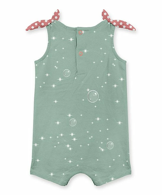 Hot Sale ๐ Flash Sale โ๏ธ Penelope Plumm Green & White Sparkle Panda Bow-Accent Knot Sleeveless Romper - Infant ๐ โ - Image 2