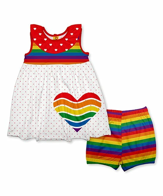 Brand new ๐ Buy ๐ Penelope Plumm Red & White Yoke Collar A-Line ๐ ๐ Dress & Rainbow Bloomers โ ๐