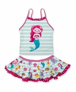 Best reviews of 🎁 Best Pirce 💯 Penelope Plumm Light Blue Stripe Mermaid 👗 👗 Skirted Tankini - Toddler & 👧 Girls 💯 🎉