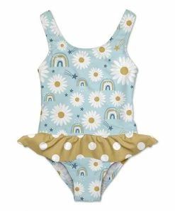 Cheapest ๐ฅ Hot Sale ๐ Penelope Plumm Sky Daisy & Rainbow ๐ ๐ Skirted One-Piece - Infant, Toddler & ๐ง Girls ๐ ๐