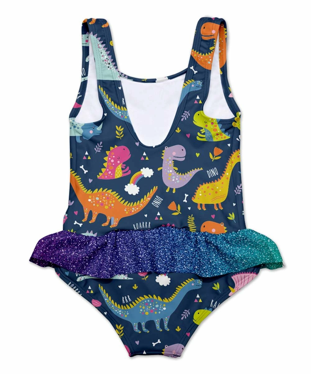 Flash Sale ๐ฅ Cheap ๐ Penelope Plumm Navy Dinosaur ๐ ๐ Skirted One-Piece - Infant, Toddler & ๐ง Girls ๐ โญ - Image 2
