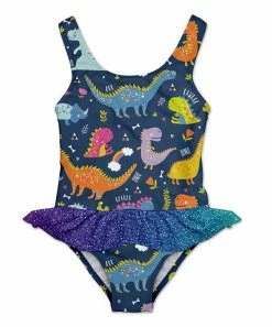 Flash Sale ๐ฅ Cheap ๐ Penelope Plumm Navy Dinosaur ๐ ๐ Skirted One-Piece - Infant, Toddler & ๐ง Girls ๐ โญ