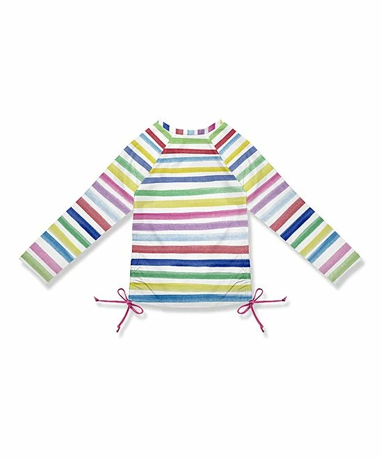 Wholesale ๐ Promo โ Penelope Plumm Pink & Green Stripe Side-Bow Long-Sleeve Rashguard - Toddler & ๐ง Girls โ๏ธ ๐ - Image 2