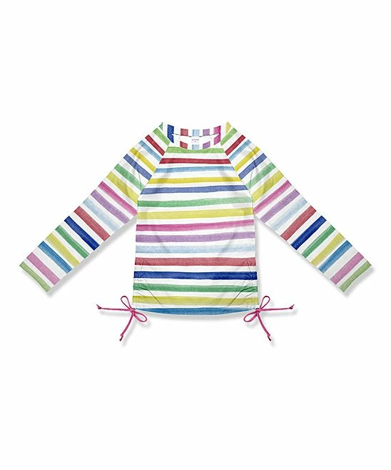 Wholesale ๐ Promo โ Penelope Plumm Pink & Green Stripe Side-Bow Long-Sleeve Rashguard - Toddler & ๐ง Girls โ๏ธ ๐