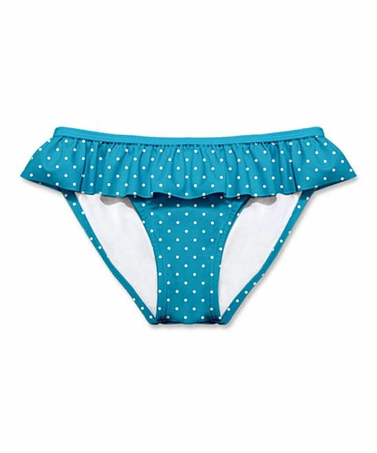 Promo ๐ Promo ๐ Penelope Plumm Turquoise Polka Dot Ruffle ๐ ๐ Bikini Bottoms - Toddler & ๐ง Girls โ๏ธ ๐