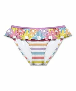 Wholesale 😀 New 🔔 Penelope Plumm Pink & Yellow Stripe Floral Ruffle 👙 👙 Bikini Bottoms - Toddler & 👧 Girls ❤️ 👍