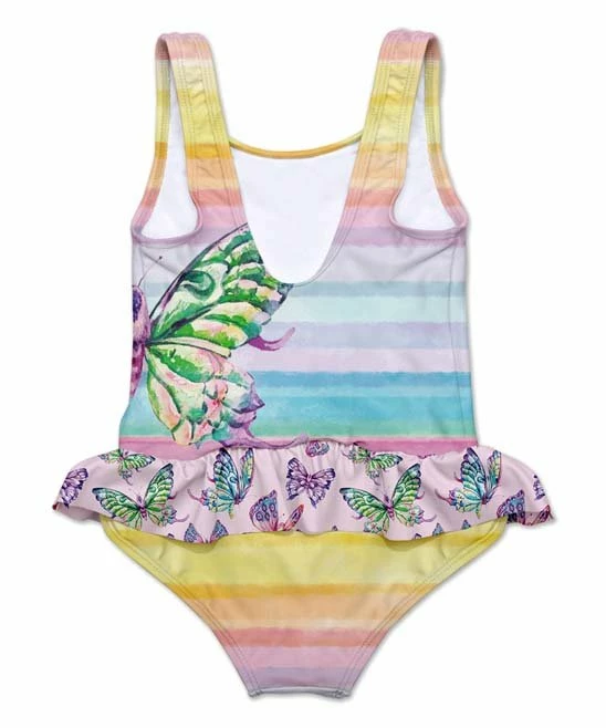 Buy ๐ Best Pirce ๐ Penelope Plumm Yellow & Blue Stripe Butterfly ๐ ๐ Skirted One-Piece - Infant, Toddler & ๐ง Girls โญ ๐ - Image 2