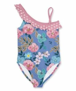 Wholesale ⭐ Best reviews of 🧨 Penelope Plumm Blue Floral Asymmetrical One-Piece - Toddler & 👧 Girls ✔️ 🥰