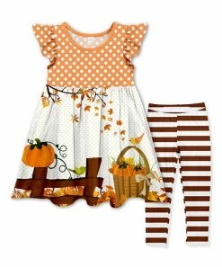 Top 10 😍 Best reviews of ✔️ Penelope Plumm Orange Dots Pumpkin Angel-Sleeve 👗 👗 Dress & Brown Stripe Leggings - Toddler & 👧 Girls 🎁 🌟