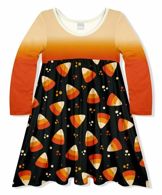 Buy โ๏ธ New โจ Penelope Plumm Orange & Black Ombrรฉ ๐ฌ ๐ฌ Candy Corn Babydoll ๐ ๐ Dress - ๐ง Girls โค๏ธ โญ