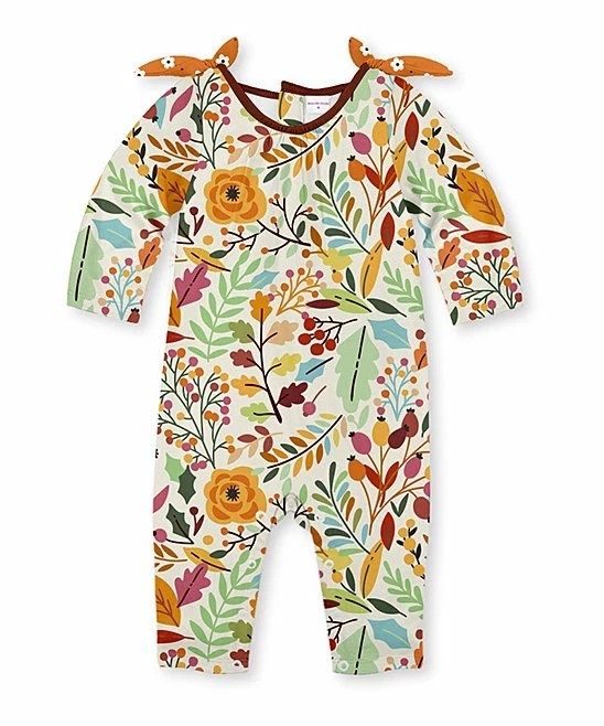 Budget ๐ฏ Outlet ๐ฅ Penelope Plumm Cream & Mint Floral Tie-Shoulder Long-Sleeve Playsuit - Infant & Toddler ๐ โ