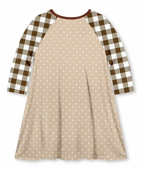 Budget ✨ Discount 🌟 Penelope Plumm Khaki & White Checkerboard Animals Raglan 👗 👗 Dress - Toddler & 👧 Girls 💯 👍 - Image 2