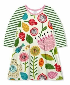 Best reviews of ❤️ Wholesale 😍 Penelope Plumm Green & Ecru Stripes Floral Raglan 👗 👗 Dress - Toddler & 👧 Girls 🛒 🛒