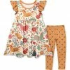 Best Sale 👍 Deals 🔥 Penelope Plumm Ecru & Mustard Animal Angel-Sleeve 👗 👗 Dress & Heart Leggings ⌛ ❤️