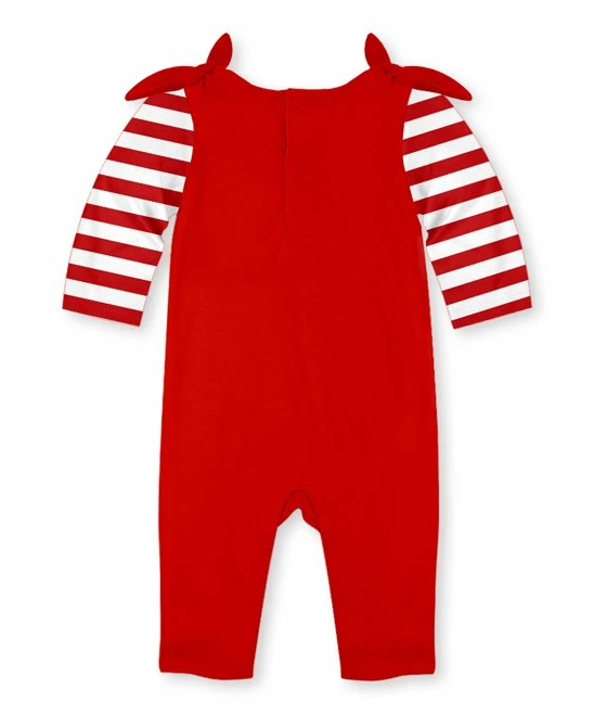 Best deal ๐ Best Pirce ๐ฅ Penelope Plumm Red & White Stripe 'Ho Ho Ho' Santa Knot-Shoulder Playsuit - Infant โญ โ - Image 2