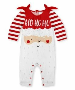Best deal 🎁 Best Pirce 🔥 Penelope Plumm Red & White Stripe 'Ho Ho Ho' Santa Knot-Shoulder Playsuit - Infant ⭐ ⌛