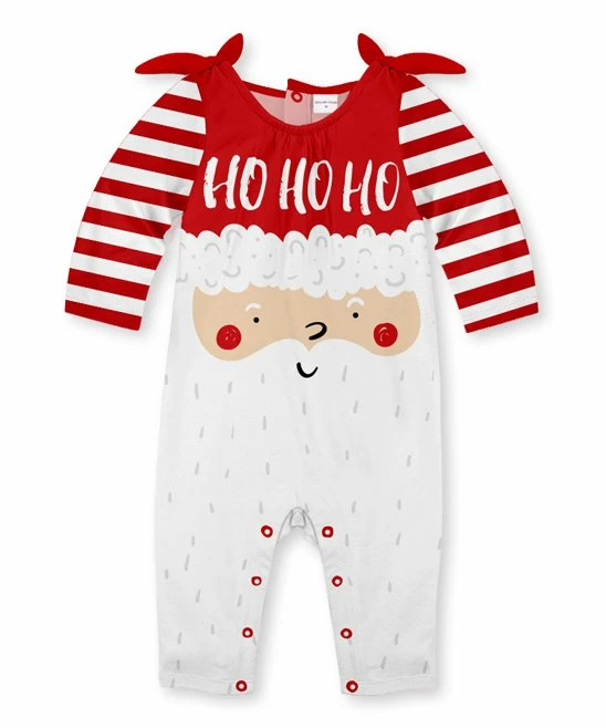 Best deal ๐ Best Pirce ๐ฅ Penelope Plumm Red & White Stripe 'Ho Ho Ho' Santa Knot-Shoulder Playsuit - Infant โญ โ
