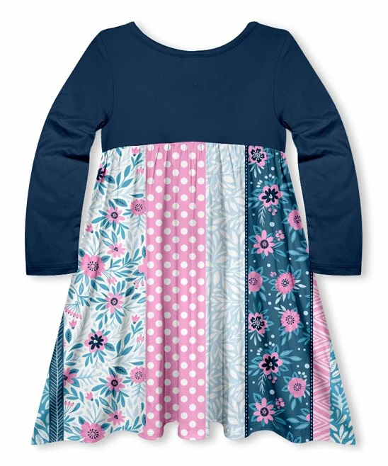 Deals ✔️ Promo 🎁 Penelope Plumm Dark Navy & Pink Floral Babydoll 👗 👗 Dress - Toddler & 👧 Girls ✨ 💯 - Image 2