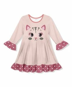 Best Pirce โ Best reviews of ๐ฅฐ Penelope Plumm Pink & White Hearts & Cat Ruffle-Trim Shift ๐ ๐ Dress - Toddler & ๐ง Girls โจ ๐