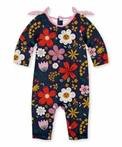 Cheapest โ Deals ๐คฉ Penelope Plumm Navy Floral Knot-Shoulder Playsuit - Infant & Toddler ๐ ๐