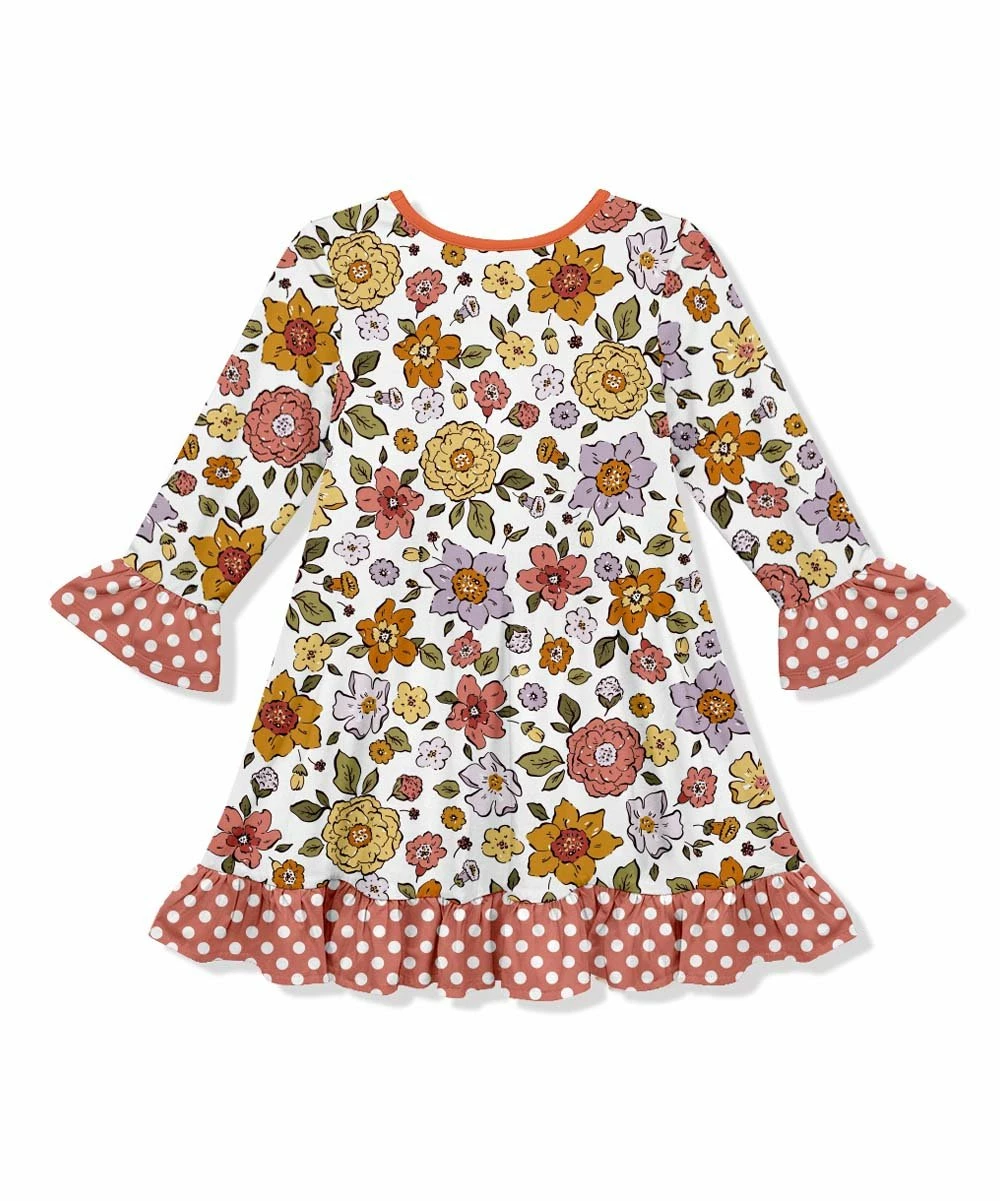 Best reviews of ๐ Budget ๐ Penelope Plumm White & Orange Dot Floral Ruffle-Trim Shift ๐ ๐ Dress - Toddler & ๐ง Girls ๐ฅ ๐ฅ - Image 2