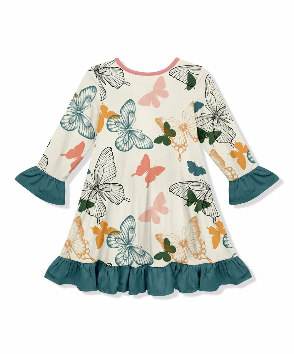 Hot Sale ๐ Best reviews of ๐ฅ Penelope Plumm Ecru Butterfly Ruffle-Trim Shift ๐ ๐ Dress - Toddler & ๐ง Girls โจ ๐ฅ - Image 2