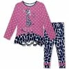 Best Sale 👍 Best Sale 🎁 Penelope Plumm Hot Pink Giraffe Long-Sleeve Tunic & Navy Bow-Accent Leggings - Toddler & 👧 Girls 😀 👏