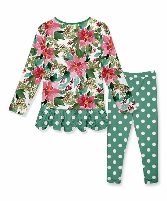Discount โจ Buy ๐ฏ Penelope Plumm White & Green Floral Long-Sleeve Tunic & Dots Bow-Accent Leggings - Toddler & ๐ง Girls โค๏ธ โ๏ธ - Image 2