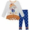 Best reviews of ❤️ Best deal 🔔 Penelope Plumm Gray Stripe Elephant Ruffle-Hem Tunic & Blue Dot Bow-Accent Leggings - 👧 Girls ✨ 🛒