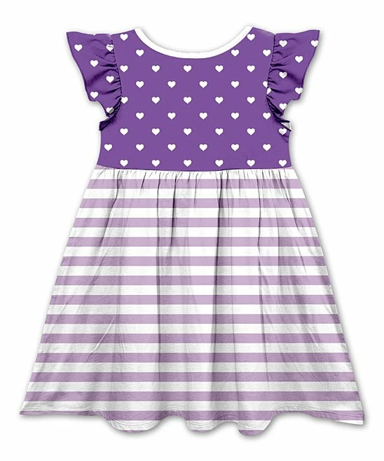 Top 10 ๐งจ Outlet ๐ Penelope Plumm Violet & Periwinkle Stripe Unicorn Angel-Sleeve ๐ ๐ Dress - ๐ง Girls โ ๐ - Image 2