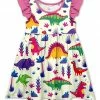 Best Sale 🌟 Promo ⭐ Penelope Plumm Beige & Pink Dinosaurs Angel-Sleeve 👗 👗 Dress - 👧 Girls 🥰 🛒