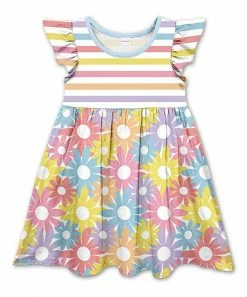 Top 10 👍 Cheap ✨ Penelope Plumm Pink & Yellow Stripe Floral Angel-Sleeve 👗 👗 Dress - 👧 Girls 🔥 ❤️