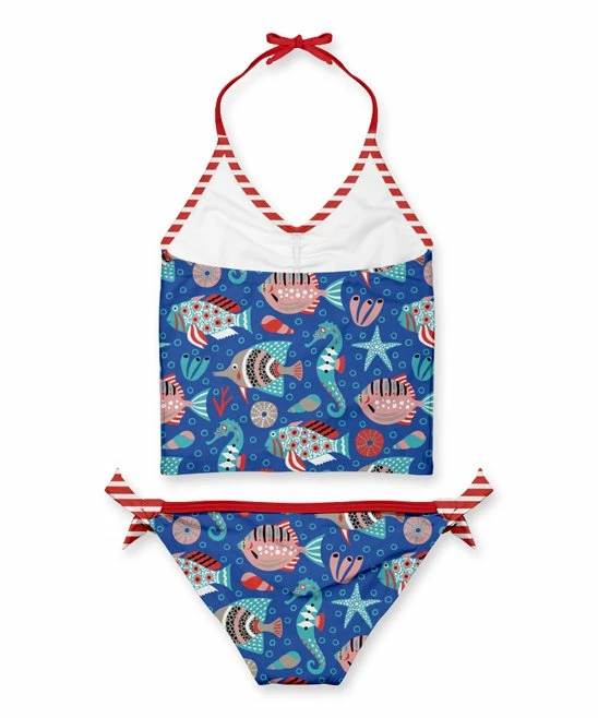 New ๐งจ Discount ๐ฅฐ Penelope Plumm Blue & Red Fish & Stripe Knot Tankini - Toddler & ๐ง Girls โ๏ธ ๐ - Image 2