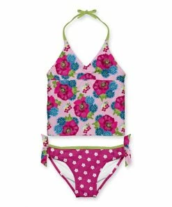 Promo ✨ Brand new 🎉 Penelope Plumm Pink Floral Dots Knot Tankini - Toddler & 👧 Girls ✔️ ✨