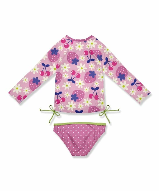 New ๐คฉ Brand new โ Penelope Plumm Pink Floral & Dots Bow Rashguard Tee & Swim Bottoms - Toddler & ๐ง Girls ๐ โ๏ธ - Image 2