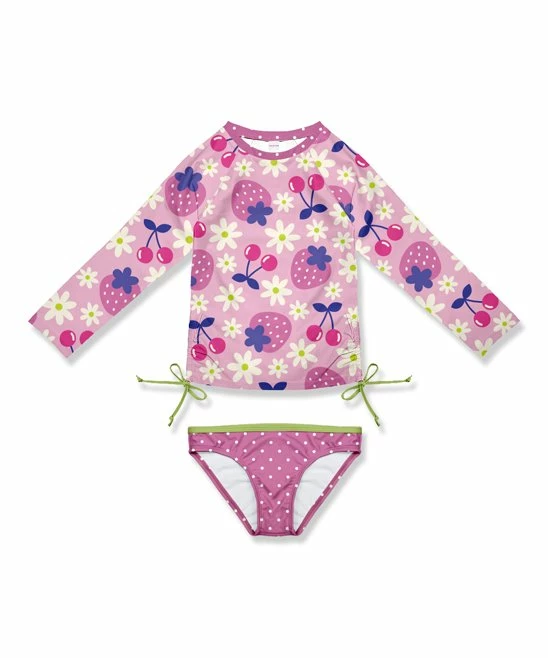 New ๐คฉ Brand new โ Penelope Plumm Pink Floral & Dots Bow Rashguard Tee & Swim Bottoms - Toddler & ๐ง Girls ๐ โ๏ธ