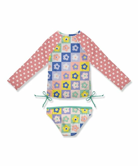 Best deal ๐ฅ Outlet ๐งจ Penelope Plumm Rose Pink Floral Bow Rashguard Tee & Swim Bottoms - Toddler & ๐ง Girls ๐ ๐ฏ - Image 2