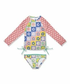 Best deal ๐ฅ Outlet ๐งจ Penelope Plumm Rose Pink Floral Bow Rashguard Tee & Swim Bottoms - Toddler & ๐ง Girls ๐ ๐ฏ