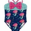 Best Pirce 😍 Flash Sale 👏 Penelope Plumm Navy Mermaid Bow One-Piece - Infant & Toddler 🔔 ✔️