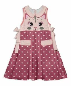 Deals ⭐ Discount 🛒 Penelope Plumm Pink & Dusty Pink Cat Hearts Knot-Accent Peter-Pan Collar 👗 👗 Dress - Toddler & 👧 Girls 😀 🔔