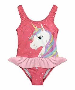 Best deal 🎁 Best reviews of 😀 Penelope Plumm Coral & White Unicorn 👗 👗 Skirted 🩱 🩱 Swimsuit - Infant, Toddler & 👧 Girls 🥰 🛒