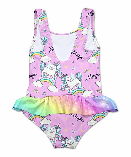 New ๐ฅ Flash Sale ๐ฏ Penelope Plumm Pink & Aqua Unicorn ๐ ๐ Skirted One-Piece - Infant, Toddler & ๐ง Girls ๐ฅ ๐ - Image 2