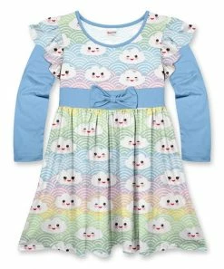 Best deal ๐ Best Pirce ๐งจ Penelope Plumm Blue Cloud Bow ๐ ๐ Dress Layered A-Line ๐ ๐ Dress - Toddler & ๐ง Girls โ ๐