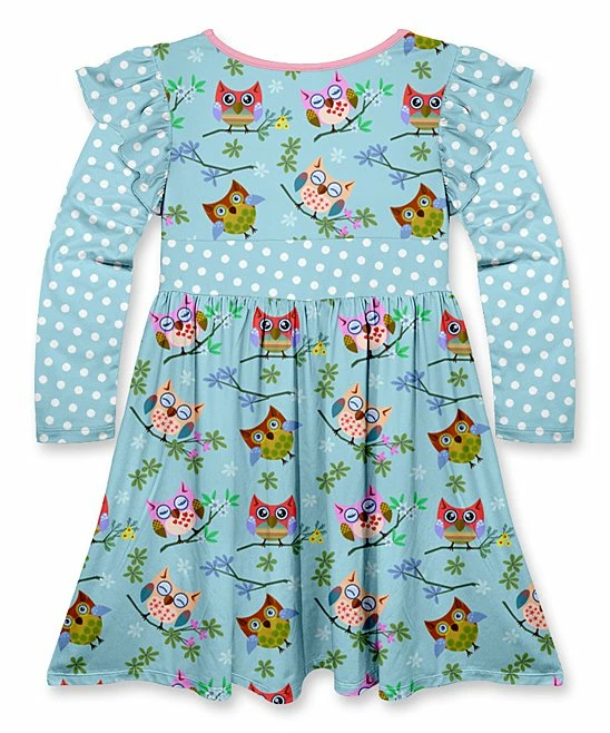 Flash Sale ๐งจ Cheapest ๐ Penelope Plumm Light Turquoise Dot Owl Bow A-Line ๐ ๐ Dress - Toddler & ๐ง Girls ๐ โญ - Image 2