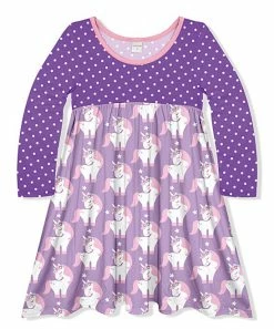 Cheap ๐ Buy โญ Penelope Plumm Purple Polka Dot Unicorn Babydoll ๐ ๐ Dress - Toddler & ๐ง Girls โจ โ