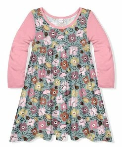 Cheapest 🧨 Outlet 🥰 Penelope Plumm Teal & Pink Floral Babydoll 👗 👗 Dress - Toddler & 👧 Girls 🔔 😍